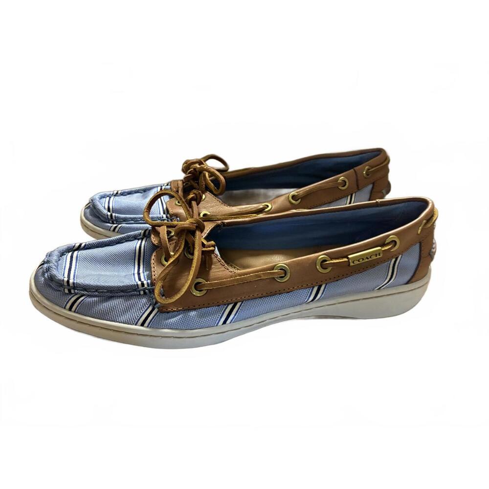 Coach Women’s Shoes Size 7.5B Blue Stripe Boat Shoes